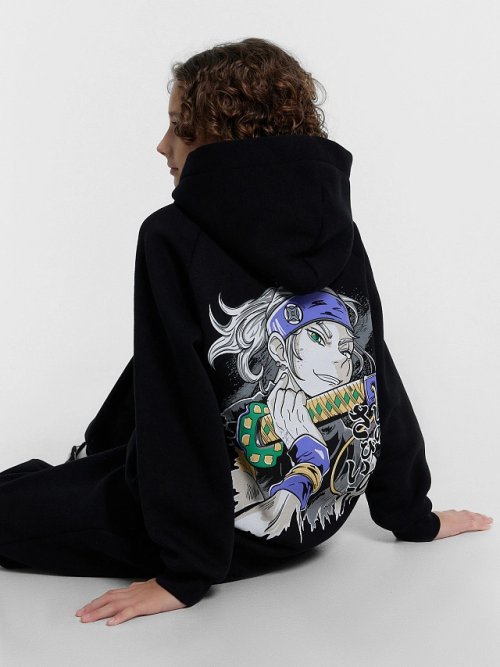 ЧЕРНОЕ ХУДИ ДЛЯ МАЛЬЧИКОВ С ПРИНТОМ, фото 1 из 8