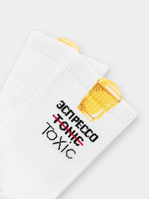 Носки унисекс белые с надписью "Эспрессо Toxic", фото 3 из 3