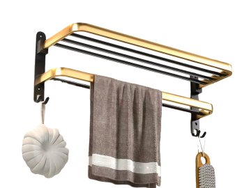 Полотенцедержатель 60см ILLU металл (чёрно-золотой) Y240123-2