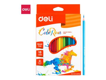Карандаши цветные пластиковые DELI С00110 18цв. в картонной упаковке 5 элемент