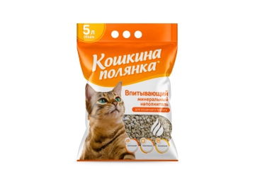 Наполнитель впитывающий "Кошкина Полянка" (цеолит), 5л.