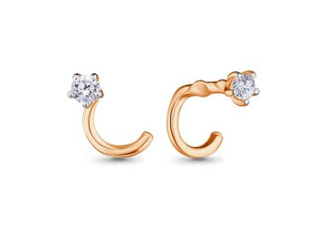 Пирсинг в нос Aquamarine, красное золото 585 проба