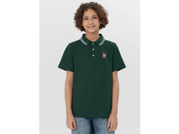 Поло для мальчиков зеленое с новогодним принтом