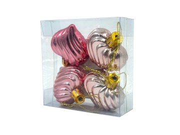 Набор шаров Калядны час Jewel Heart 8см 4шт O5318-651 Ома