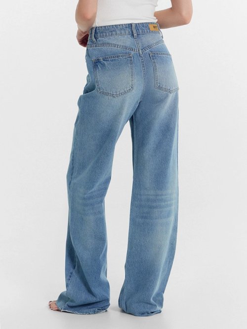 Брюки женские джинсовые wide leg fit голубые, фото 4 из 40