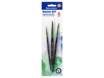 Кисти BRAUBERG 3шт из ворса пони круглые 201021