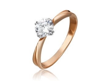 Кольцо помолвочное Platina Jewelry, красное золото 585 проба, вставка фианит