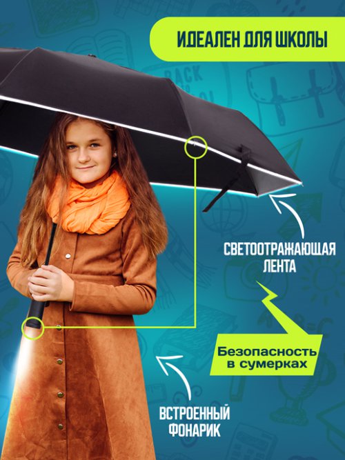 Зонт автоматический с фонариком Rain, фото 7 из 75
