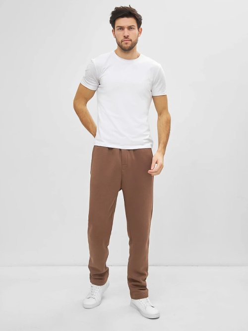Теплые однотонные брюки в кофейном цвете, фото 1 из 4