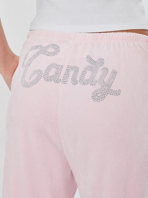 Брюки женские розовые велюровые с надписью "Candy", фото 5 из 12