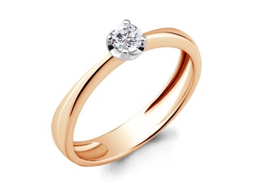 Кольцо помолвочное Aquamarine, красное золото 585 проба, вставка бриллиант