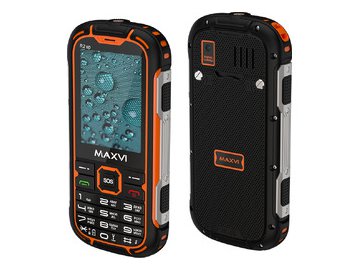 Мобильный телефон Maxvi R2 up + ЗУ WC-112 (черный/оранжевый)