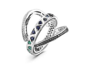 Кольцо трансформер Era Jewelry, белое золото 585 проба, вставка бриллиант