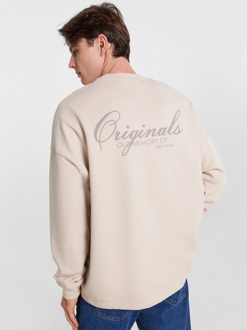 Свитшот мужской бежевый с печатью, фото 2 из 7