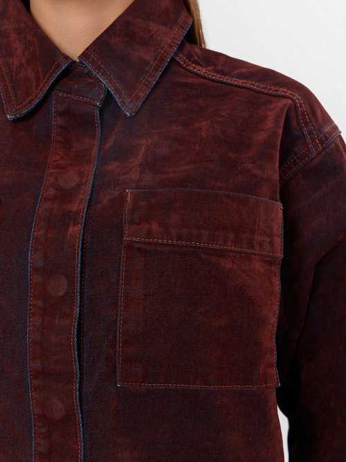 Жакет женский джинсовый бордовый, фото 5 из 8