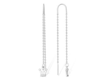 Серьги цепочки Efremov, серебро 925 проба, вставка фианит