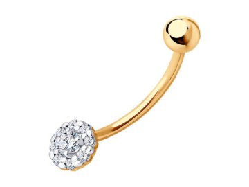Пирсинг в пупок Diamant, красное золото 585 проба