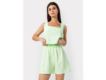 Зеленый топ на широких бретелях из льна и вискозы Марк Формель