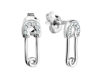 Серьги пусеты TALANT, серебро 925 проба, вставка фианит 7 Карат