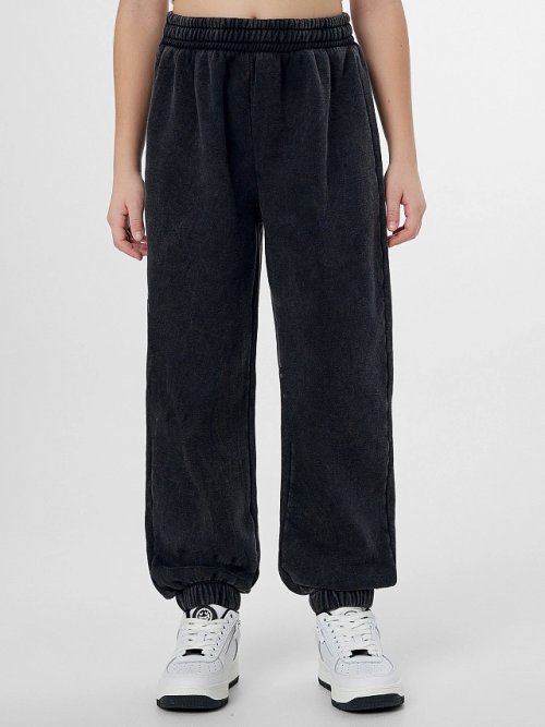 Брюки для девочек черные с обработкой эйсид, фото 1 из 5