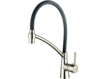 Смеситель кухонный с гибким изливом (серый+сатин) Ledeme арт. L4399-A-9