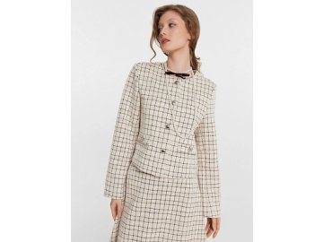 Жакет женский бежевый в клетку укороченный Марк Формель