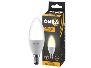 Лампа светодиодная OMRA С37 7Вт Е14 3000К