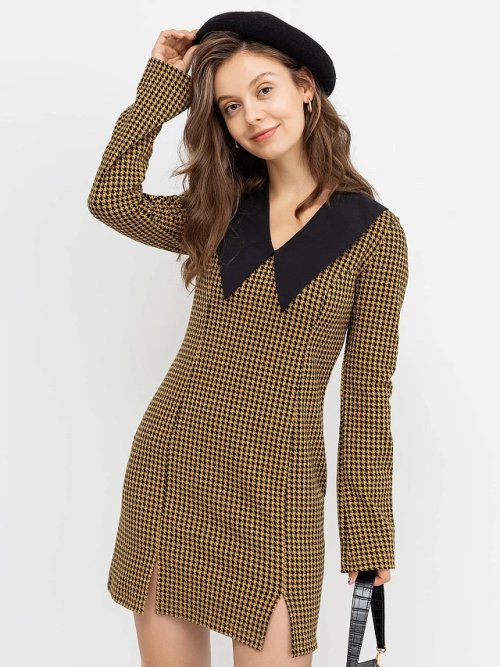 Платье мини с широким воротником, фото 1 из 4