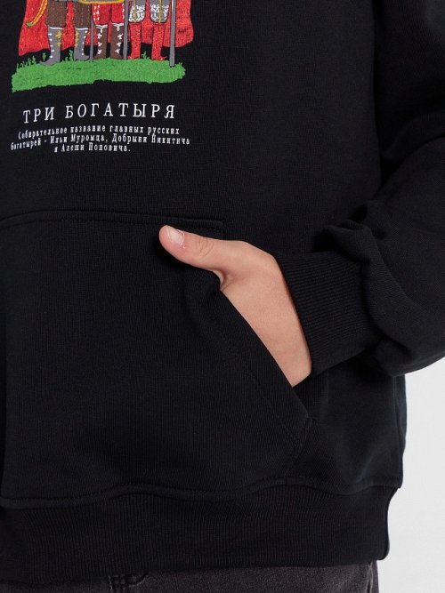 Худи для мальчиков черное с принтом "Три богатыря", фото 6 из 24