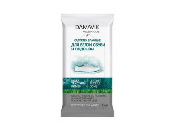 Салфетки влажные DAMAVIK для ухода за белой обувью и подошвами, 15 шт