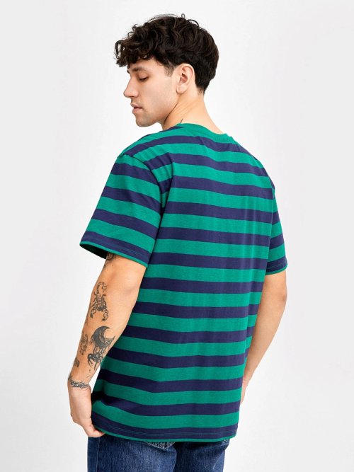 Футболка мужская в сине-зеленую полоску, фото 2 из 9