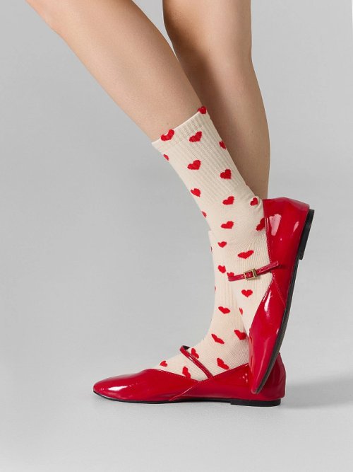 Носки женские бежевые с сердечками, фото 5 из 7