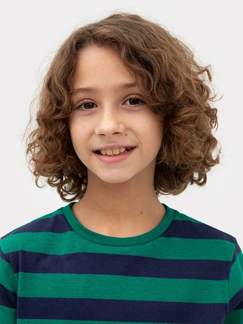 Футболка для мальчиков в сине-зеленую полоску, фото 6 из 7