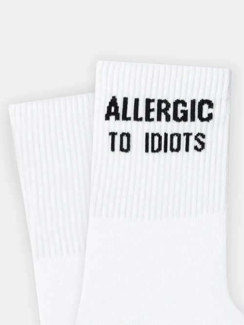 Носки унисекс белые с надписью "Allergic to idiots", фото 3 из 12