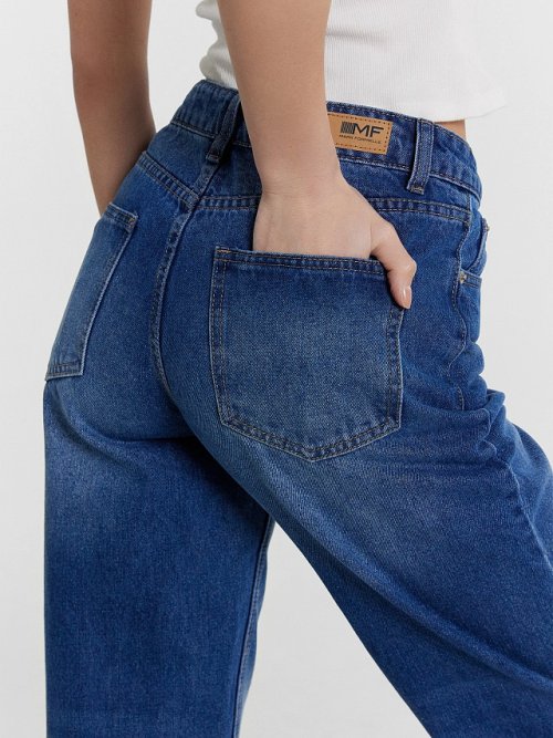 Джинсы женские Mom fit синие с высокой посадкой, фото 6 из 12