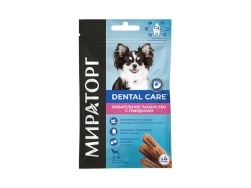 Лакомства жевател д/собак МИРАТОРГ Dental Care с говядиной, 0,04 кг на акции в магазинах Корона