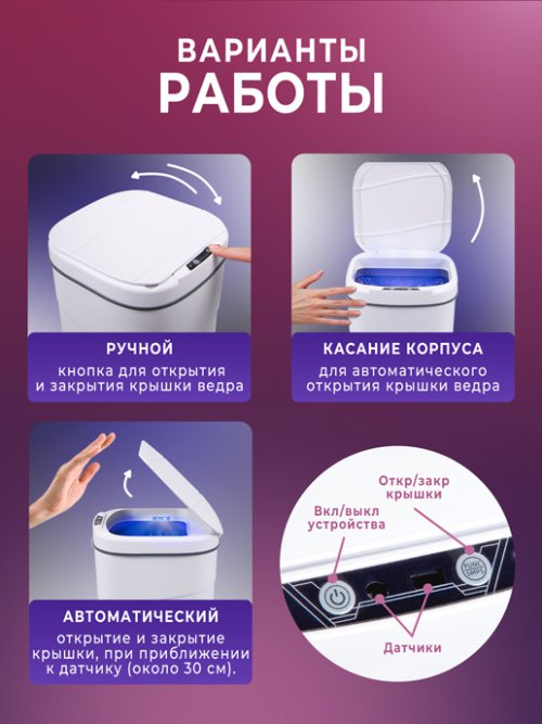 Ведро мусорное сенсорное Sensor-12, фото 4 из 24