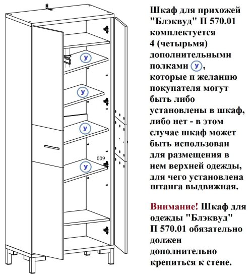 Шкаф для прихожей «Блэквуд Лофт» П3.0556.3.31, фото 2 из 2