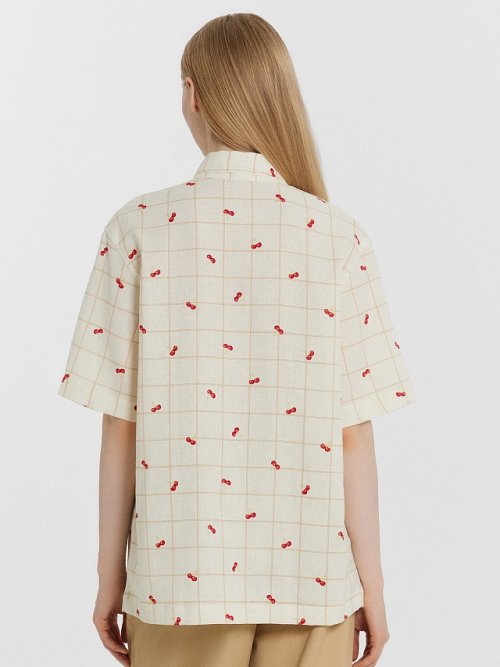 Рубашка женская бежевая в клетку, фото 2 из 6