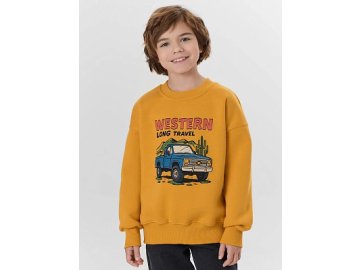 Свитшот для мальчиков оранжевый с надписью "Western long travel"