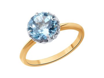 Кольцо декоративное Diamant, красное золото 585 проба, вставка топаз