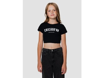 Топ для девочек черный с надписью "Chicago"