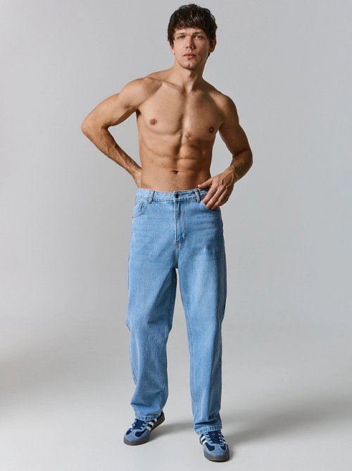Джинсы мужские baggy leg голубые, фото 3 из 18