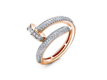 Кольцо декоративное Berger, красное золото 585 проба, вставка фианит