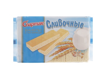 Вафли "СЛИВОЧНЫЕ" (флоу-пак)216г на акции в магазинах Евроопт