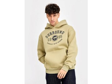 Худи мужское в зеленом цвете с печатью