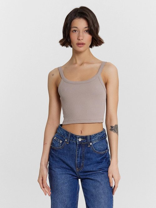 Топ женский бежевый в рубчик, фото 1 из 6