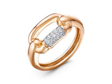 Кольцо декоративное Berger, красное золото 585 проба, вставка фианит
