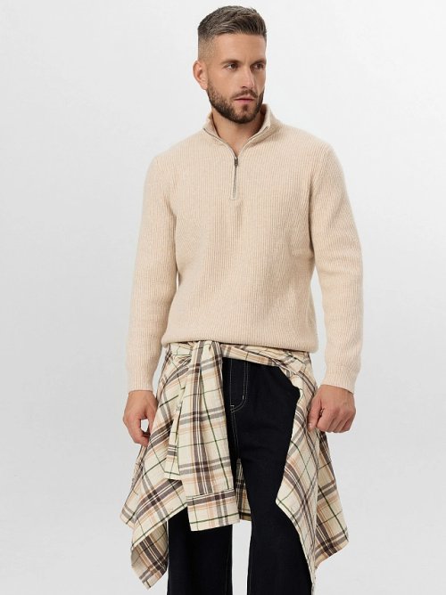 Джемпер на молнии мужской бежевый, фото 8 из 9