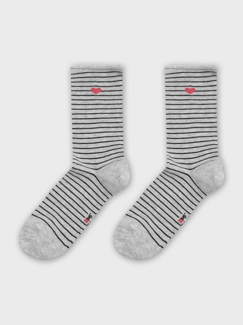 Носки женские серые в полоску с сердечком, фото 5 из 18